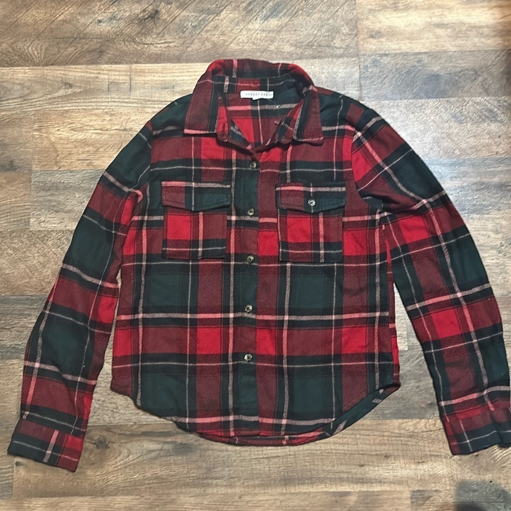 Red And Green Flannel Button Up Shirt